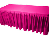 4' Fitted Polyester Double Pleated Table Skirting Cover W/top Topper 21 Colors"