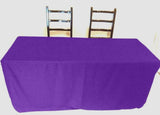 6' Ft Fitted Polyester Tablecloth Slit Back Tablecover Trade Show Booth 18 Color"