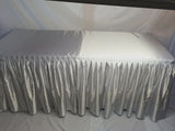 8' Satin Fitted Double Pleated Table Skirting Cover W/top Topper Any Event White"