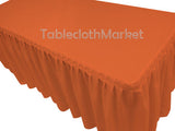 4' Fitted Polyester Single Pleated Table Skirting Cover W/top Topper 24 Colors"