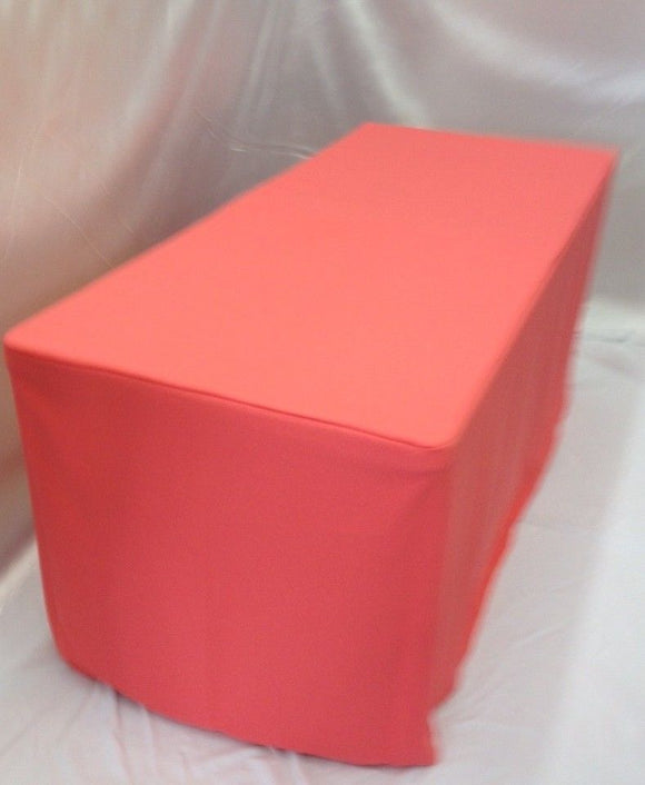 4' Ft. Fitted Polyester Tablecloth Wedding Event Table Cover Coral