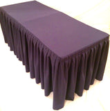 6' Fitted Polyester Double Pleated Table Skirting Cover W/top Topper 21 Colors"