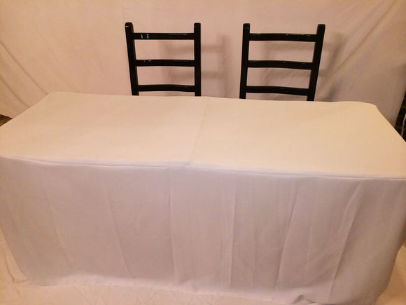 8' Fitted Polyester Tablecloth OPEN BACK Table Cover Booths Trade Show - White