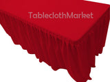 4' Fitted Polyester Single Pleated Table Skirting Cover W/top Topper 24 Colors"