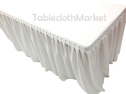 4' Fitted Table Skirting Cover W/ Top Topper Single Pleated Wedding White