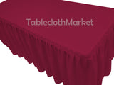 4' Fitted Polyester Single Pleated Table Skirting Cover W/top Topper 24 Colors"