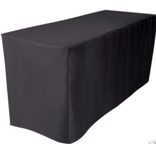 4' Ft. Fitted Polyester Table Cover Wedding Banquet Event Tablecloth Black