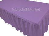 8' Fitted Polyester Single Pleated Table Skirting Cover W/top Topper 24 Colors"