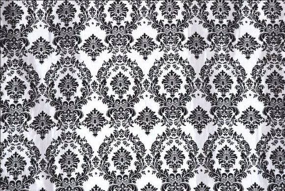 Black White Flocking Damask Taffeta Velvet  Fabric 58