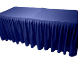 8' Fitted Polyester Double Pleated Table Skirting Cover W/top Topper 21 Colors"