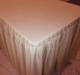 8' Fitted Polyester Double Pleated Table Skirting Cover W/top Topper 21 Colors"