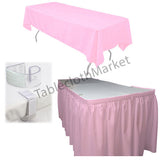 Polyester Pleated Table Set Skirt With Clips 17' Ft  + Clip + Topper Media Day"