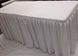 8' Fitted Polyester Double Pleated Table Skirting Cover W/top Topper Shows White"