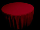 60" Round Pleated Table Cover Skirt Polyester W/ Top Topper Tablecloth 18 Color"
