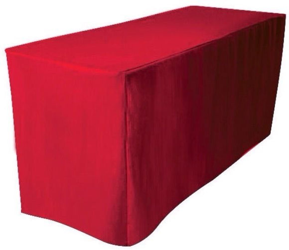 4' Ft. Fitted Polyester Table Cover Trade Show Booth Banquet Dj Tablecloth  Red