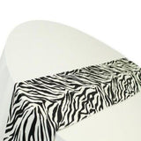 12" X 108"  Zebra Flocking Taffeta Table Runner Decor Black White Animal Print"