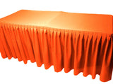 8' Fitted Polyester Double Pleated Table Skirting Cover W/top Topper 21 Colors"