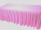 8' Fitted Polyester Double Pleated Table Skirting Cover W/top Topper 21 Colors"