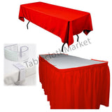 Polyester Pleated Table Set Skirt With Clips 17' Ft  + Clip + Topper Media Day"