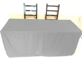 6' Ft. Fitted Slit Open Back Polyester Tablecloth Trade Show Table Cover Grey"