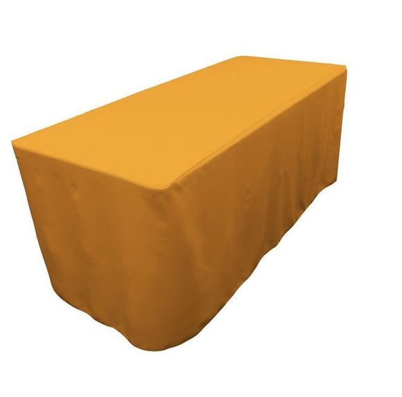6' Ft. Fitted Polyester Tablecloth Wedding Trade Show Booth Dj Table Cover Gold
