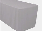 8' Ft. Fitted Polyester Tablecloth Trade Show Booth Banquet Table Cover Silver"