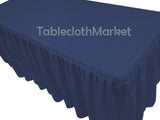 8' Fitted Polyester Single Pleated Table Skirting Cover W/top Topper 24 Colors"