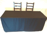 8' Ft. Fitted Slit Open Back Polyester Tableclothtrade Show Dj Table Cover Black"