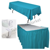 Polyester Pleated Table Set Skirt With Clips 17' Ft  + Clip + Topper Media Day"