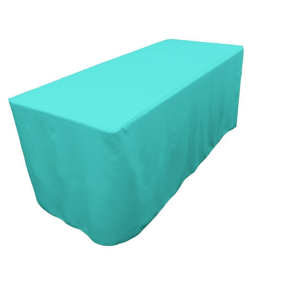4' Ft. Fitted Polyester Table Cover Trade Show Event Tablecloth Tiffany Blue