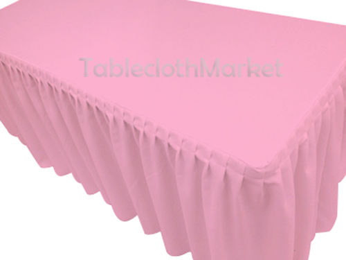 8' Fitted Polyester Single Pleated Table Skirting Cover W/top Topper 24 Colors