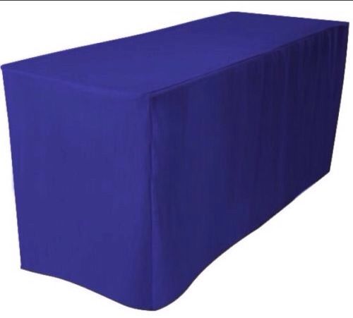 4' Ft. Fitted Polyester Table Cover Tablecloth Trade Show Booth Dj - Royal Blue