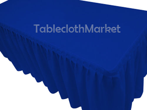 6' Fitted Table Skirting Cover W/top Topper Single Pleated Trade Show Royal Blue