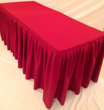 5' Fitted Polyester Double Pleated Table Skirting Cover W/top Topper 21 Colors"