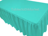 4' Fitted Polyester Single Pleated Table Skirting Cover W/top Topper 24 Colors"