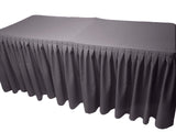 8' Fitted Polyester Double Pleated Table Skirting Cover W/top Topper 21 Colors"