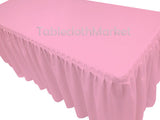 8' Fitted Polyester Single Pleated Table Skirting Cover W/top Topper 24 Colors"