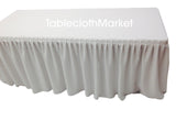 8' Fitted Polyester Single Pleated Table Skirting Cover W/top Topper 24 Colors"