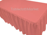 6' Fitted Polyester Single Pleated Table Skirting Cover W/top Topper 24 Colors