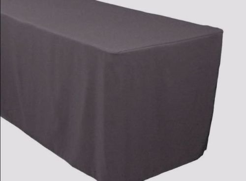 4' Ft. Fitted Polyester Table Cover Trade Show Banquet Tablecloth Charcoal Grey