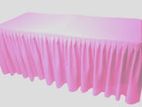 6' Fitted Polyester Double Pleated Table Skirting Cover W/top Topper 21 Colors"