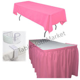 POLYESTER PLEATED TABLE SET SKIRT with clips 17' Ft + clip + Topper Media Day