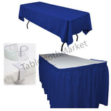POLYESTER PLEATED TABLE SET SKIRT with clips 17' Ft + clip + Topper Media Day