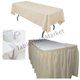 POLYESTER PLEATED TABLE SET SKIRT with clips 17' Ft + clip + Topper Media Day