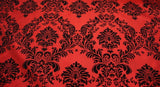 25 Yards Red And Black Flocking Damask Taffeta Velvet  Fabric 58" Flocked Decor"