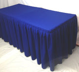 6' Fitted Polyester Double Pleated Table Skirting Cover W/top Topper  Royal Blue"