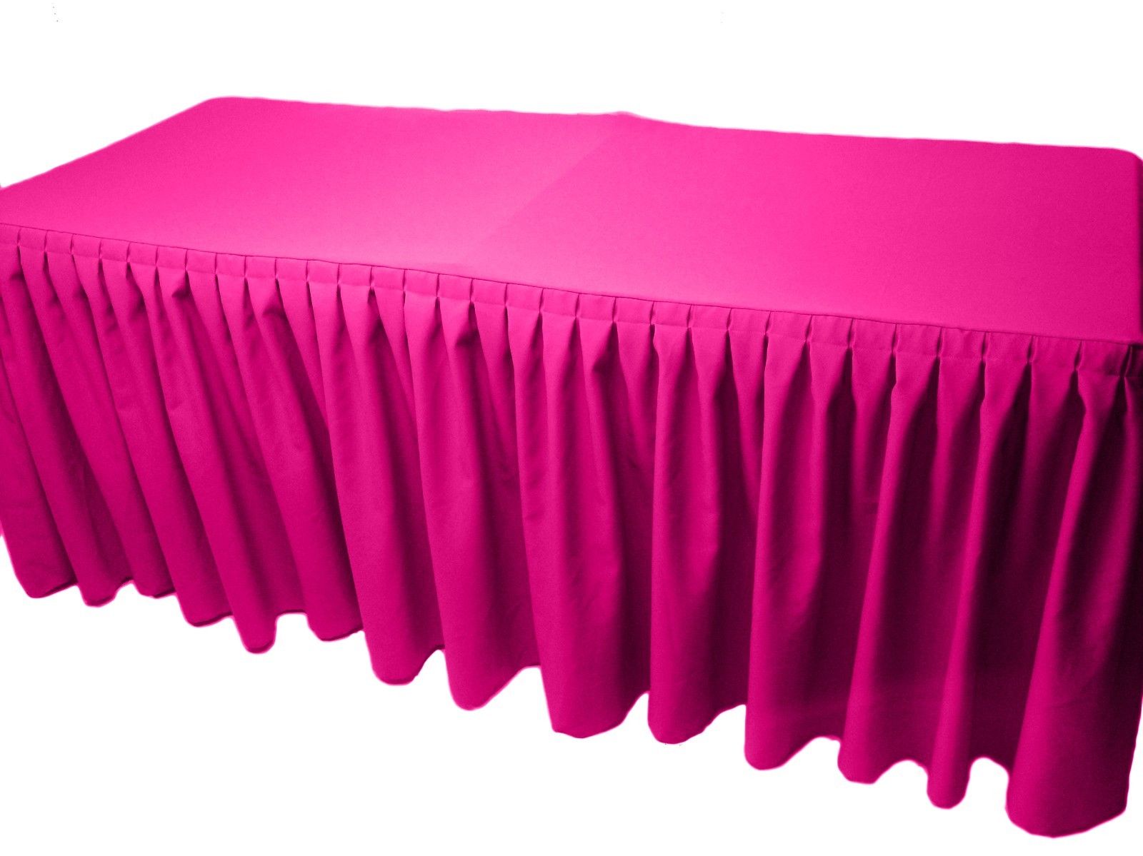 4ft Fitted Polyester Double Pleated Table Skirt Cover With Top Topper - Black - Tablecloth Market