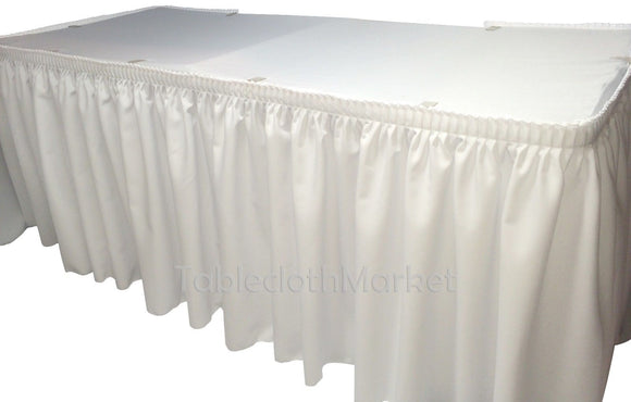 14' White Polyester Pleated Table Skirt Skirting  Wedding Trade Show Booth