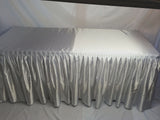 5' Satin Fitted Double Pleated Table Skirting Cover w/Top Topper ANY EVENT White"