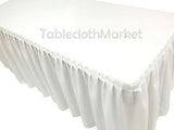 4' Fitted Table Skirting Cover W/ Top Topper Single Pleated Wedding White"